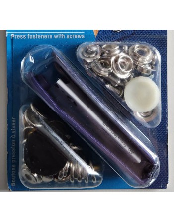 Boutons-pression 15 mm avec vis – kit de montage (10 pièces)