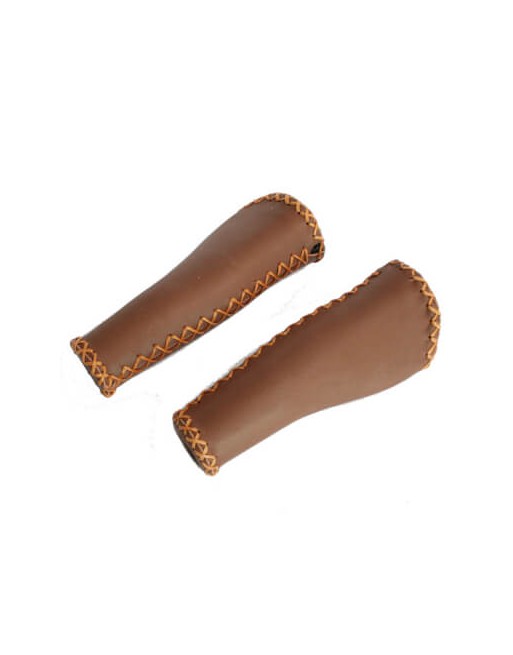 Poignées de vélo cargo cuir 135mm marron foncé