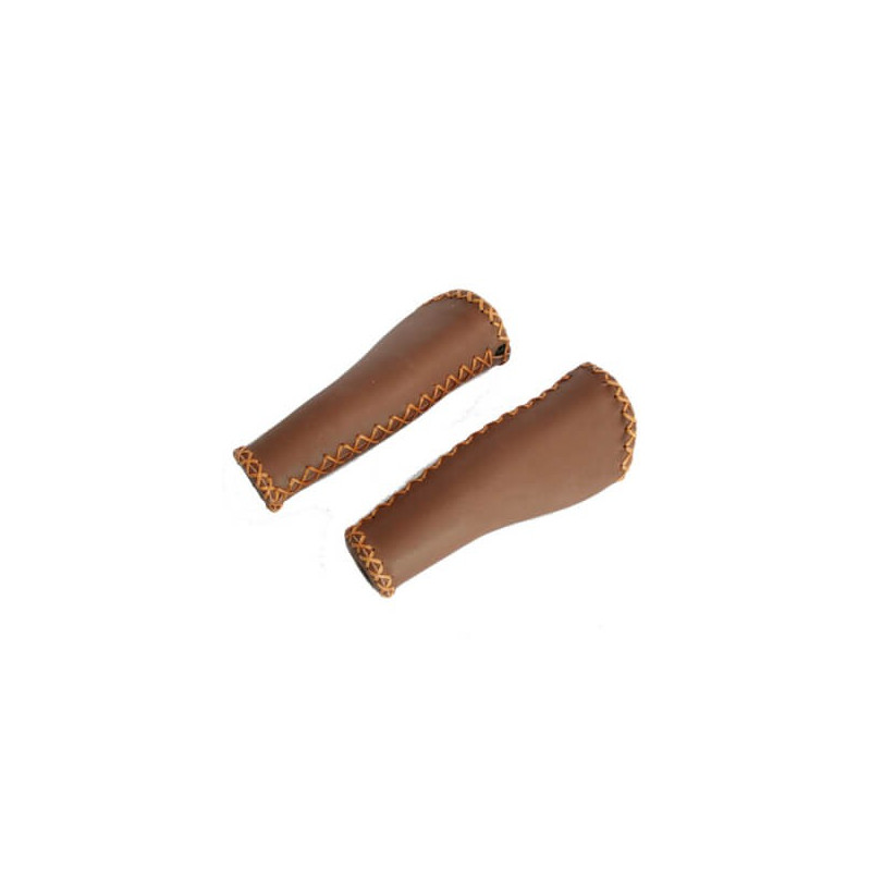 Poignées de vélo cargo cuir 135mm marron foncé