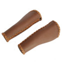 Poignées de vélo cargo cuir 135mm marron foncé