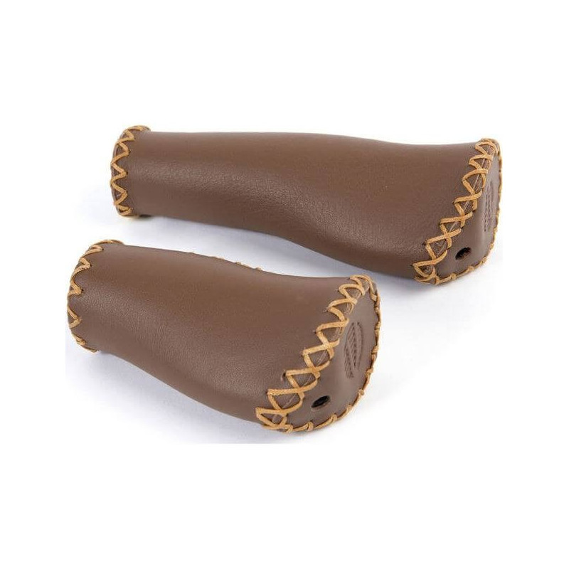 Poignées de vélo cargo cuir 92/135mm marron foncé