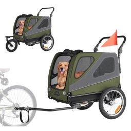 KidsCab Rover Hundeanhänger 3-in-1 mit Federung – Buggy & Jogger – Moosgrün